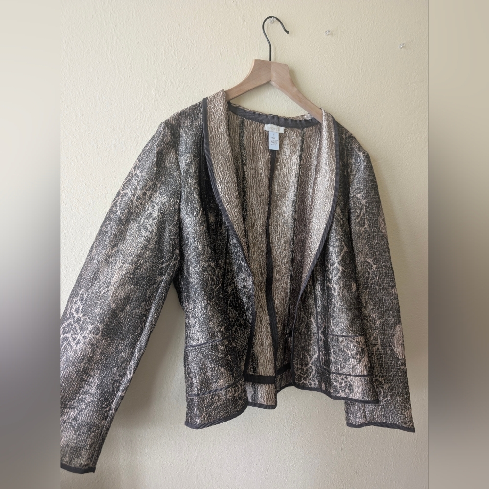 Chicos Brown And Gold Snake print Jacket Blazer - Picture 5 of 5